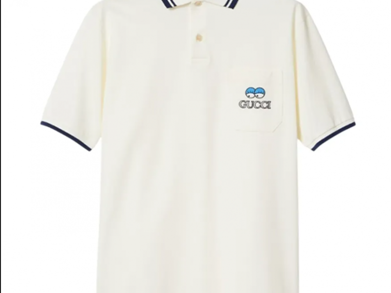 Áo Polo Nam Gucci Embroidered Cotton Pique Shirt Màu Trắng